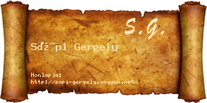 Sápi Gergely névjegykártya
